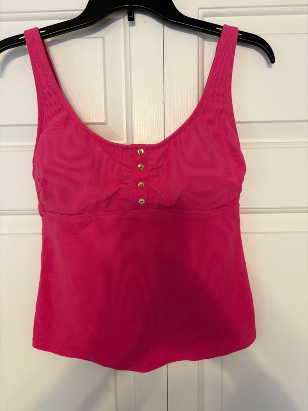 Time and Tru Bright Pink Sleeveless Tank with Button Trim